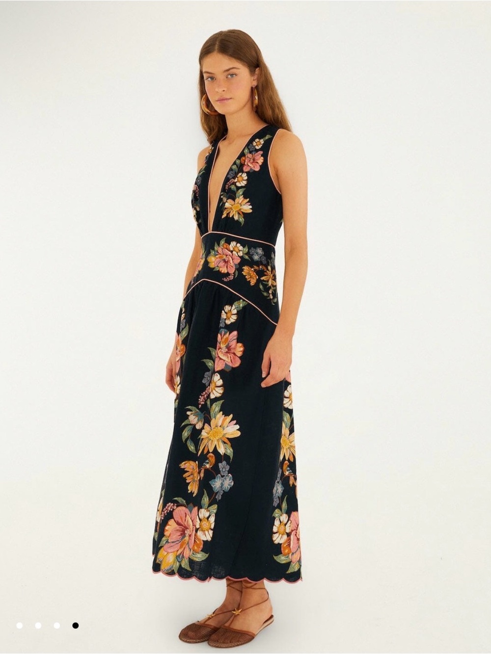 NWT FARM Rio Maria Floral Print Linen Dress - Picture 8 of 12